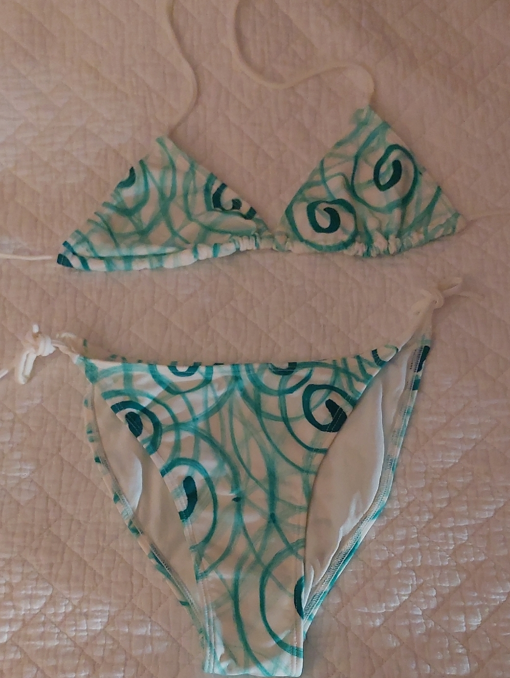 Tie-String Bikini Set in Teal Swirl - Women